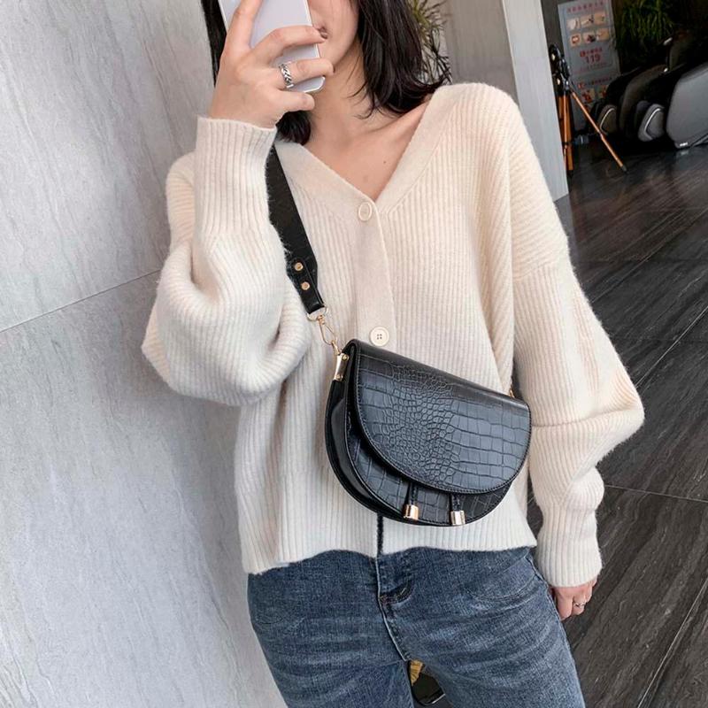 Luxe Crocodile motif sacs à bandoulière pour femmes 2020 demi-rond sac de messager en cuir PU sacs à main sac à bandoulière sac main femme Luxe Crocodile motif sacs à bandoulière pour femmes 2020 demi-rond sac de messager en cuir PU sacs à main sac à bandoulière sac main femme