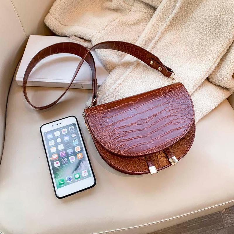 Luxe Crocodile motif sacs à bandoulière pour femmes 2020 demi-rond sac de messager en cuir PU sacs à main sac à bandoulière sac main femme Luxe Crocodile motif sacs à bandoulière pour femmes 2020 demi-rond sac de messager en cuir PU sacs à main sac à bandoulière sac main femme