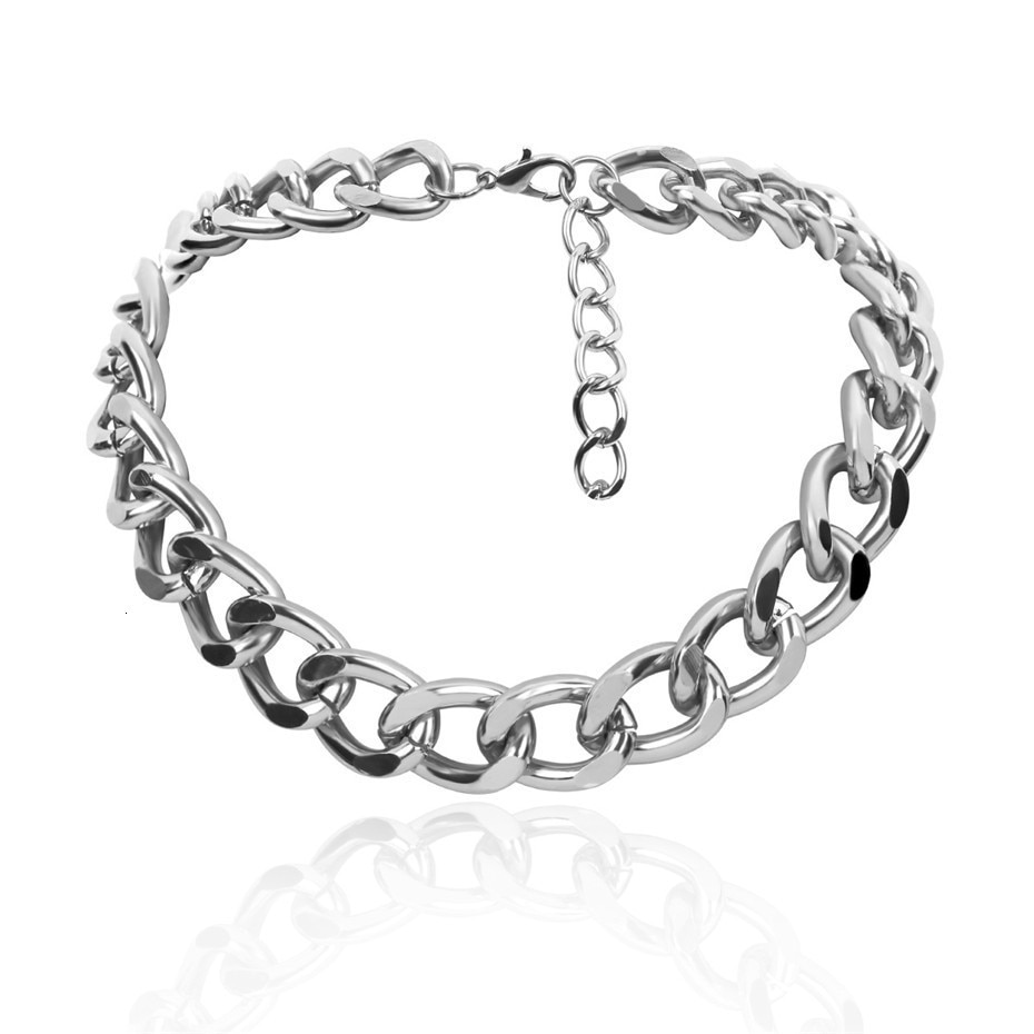 Punk Miami cubain collier ras du cou collier déclaration Hip Hop grand gros aluminium couleur or épais chaîne collier femmes bijoux Punk Miami cubain collier ras du cou collier déclaration Hip Hop grand gros aluminium couleur or épais chaîne collier femmes bijoux