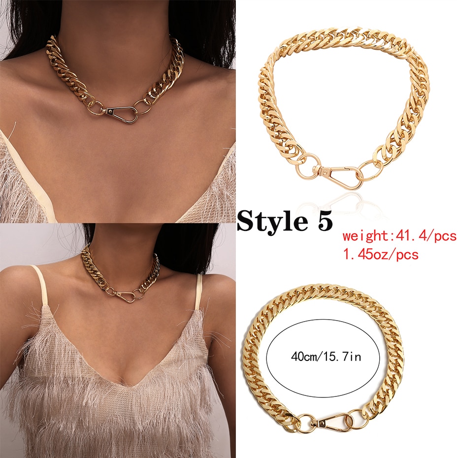 Punk Miami cubain collier ras du cou collier déclaration Hip Hop grand gros aluminium couleur or épais chaîne collier femmes bijoux Punk Miami cubain collier ras du cou collier déclaration Hip Hop grand gros aluminium couleur or épais chaîne collier femmes bijoux
