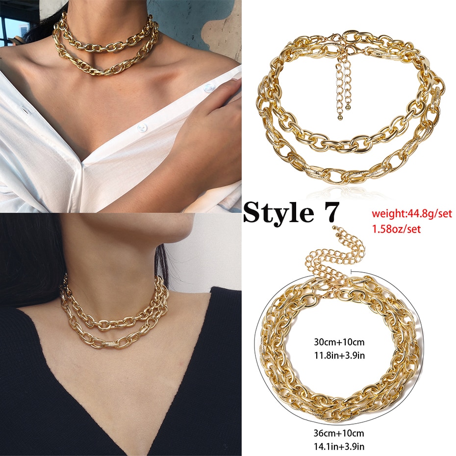 Punk Miami cubain collier ras du cou collier déclaration Hip Hop grand gros aluminium couleur or épais chaîne collier femmes bijoux Punk Miami cubain collier ras du cou collier déclaration Hip Hop grand gros aluminium couleur or épais chaîne collier femmes bijoux
