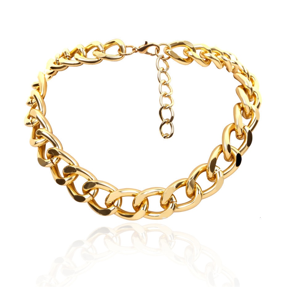 Punk Miami cubain collier ras du cou collier déclaration Hip Hop grand gros aluminium couleur or épais chaîne collier femmes bijoux Punk Miami cubain collier ras du cou collier déclaration Hip Hop grand gros aluminium couleur or épais chaîne collier femmes bijoux
