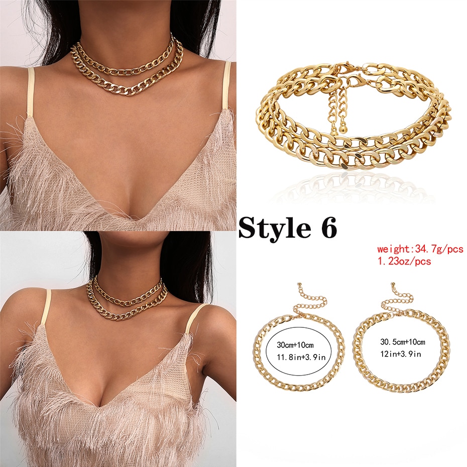 Punk Miami cubain collier ras du cou collier déclaration Hip Hop grand gros aluminium couleur or épais chaîne collier femmes bijoux Punk Miami cubain collier ras du cou collier déclaration Hip Hop grand gros aluminium couleur or épais chaîne collier femmes bijoux