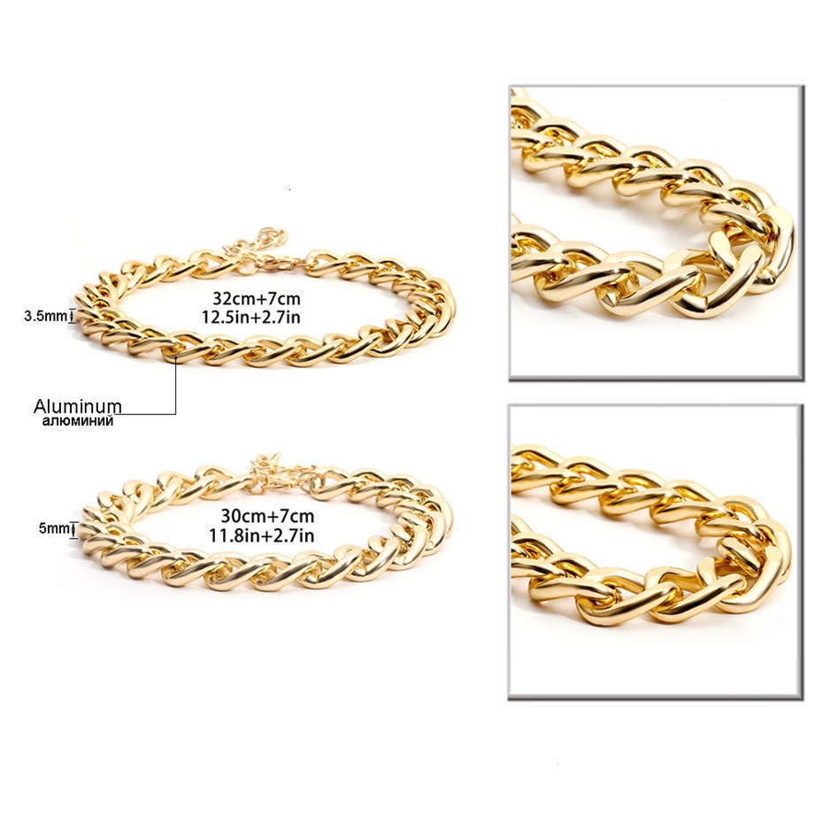 Punk Miami cubain collier ras du cou collier déclaration Hip Hop grand gros aluminium couleur or épais chaîne collier femmes bijoux Punk Miami cubain collier ras du cou collier déclaration Hip Hop grand gros aluminium couleur or épais chaîne collier femmes bijoux
