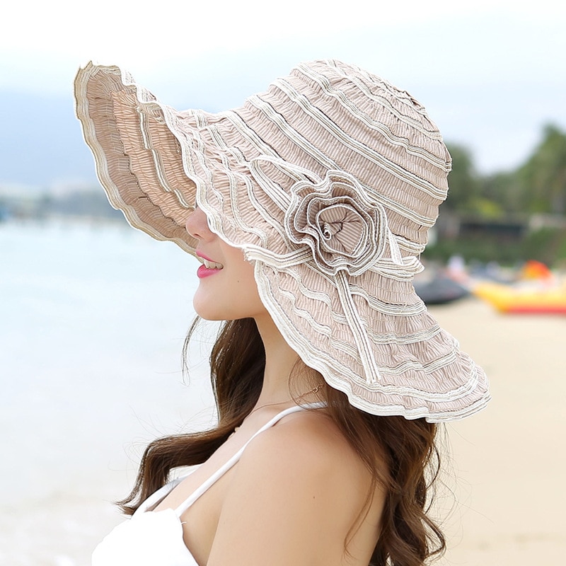 Chapeau à Large bord pour femmes | Chapeau de soleil de plage ajustable anti-uv avec fleurs de Style coréen, Packable, HT1676, 2018 Chapeau à Large bord pour femmes | Chapeau de soleil de plage ajustable anti-uv avec fleurs de Style coréen, Packable, HT1676, 2018
