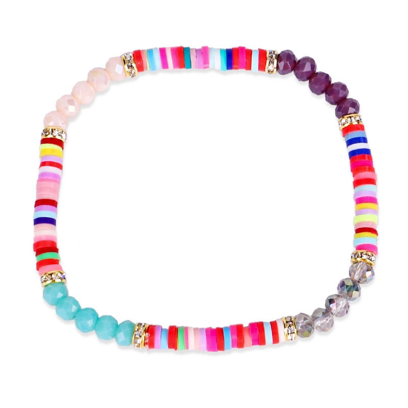 Bohême à la main en céramique colorée perles Bracelets créatif poterie visage perles cristal bracelets pour femme bijoux Bohême à la main en céramique colorée perles Bracelets créatif poterie visage perles cristal bracelets pour femme bijoux