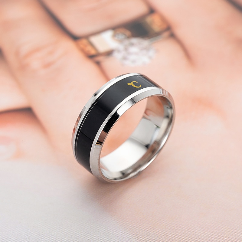 Anneau de température titane acier humeur émotion sentiment Intelligent température sensible anneaux pour femmes hommes étanche bijoux Anneau de température titane acier humeur émotion sentiment Intelligent température sensible anneaux pour femmes hommes étanche bijoux