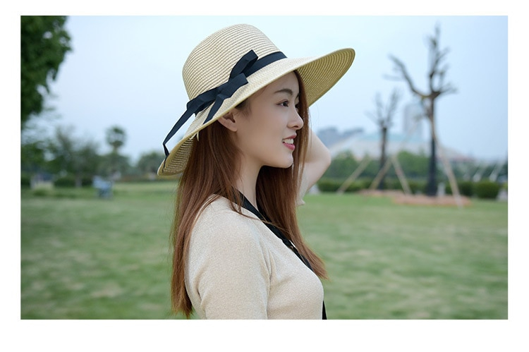 la Plage Chapeau de Plage Respirant /à Large Bord avec n/œud Floppy Chapeau de Protection UV pour Les Vacances ITODA Chapeau de Soleil /à Bord roul/é pour Femme UPF 50