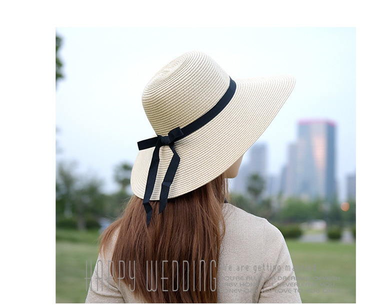 la Plage Chapeau de Plage Respirant /à Large Bord avec n/œud Floppy Chapeau de Protection UV pour Les Vacances ITODA Chapeau de Soleil /à Bord roul/é pour Femme UPF 50