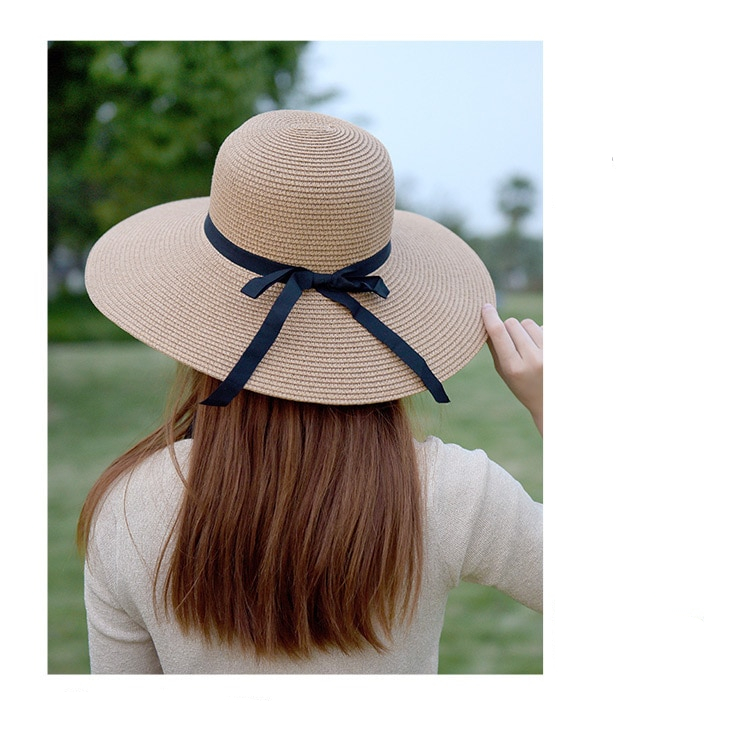 la Plage Chapeau de Plage Respirant /à Large Bord avec n/œud Floppy Chapeau de Protection UV pour Les Vacances ITODA Chapeau de Soleil /à Bord roul/é pour Femme UPF 50