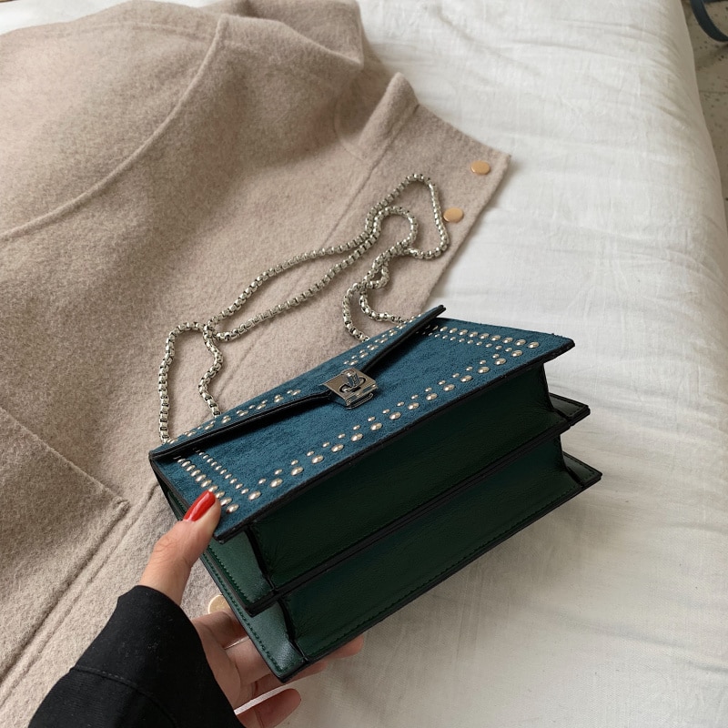 Gommage en cuir marque concepteur épaule Simple sacs pour femmes 2020 chaîne Rivet luxe sac à bandoulière femme mode petits sacs à main Gommage en cuir marque concepteur épaule Simple sacs pour femmes 2020 chaîne Rivet luxe sac à bandoulière femme mode petits sacs à main