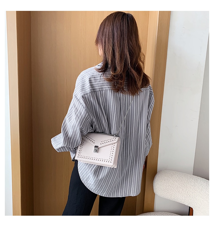 Gommage en cuir marque concepteur épaule Simple sacs pour femmes 2020 chaîne Rivet luxe sac à bandoulière femme mode petits sacs à main Gommage en cuir marque concepteur épaule Simple sacs pour femmes 2020 chaîne Rivet luxe sac à bandoulière femme mode petits sacs à main