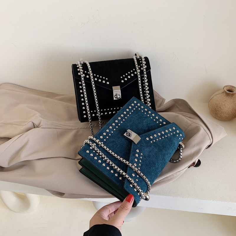 Gommage en cuir marque concepteur épaule Simple sacs pour femmes 2020 chaîne Rivet luxe sac à bandoulière femme mode petits sacs à main Gommage en cuir marque concepteur épaule Simple sacs pour femmes 2020 chaîne Rivet luxe sac à bandoulière femme mode petits sacs à main