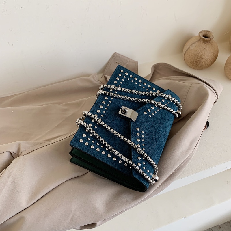Gommage en cuir marque concepteur épaule Simple sacs pour femmes 2020 chaîne Rivet luxe sac à bandoulière femme mode petits sacs à main Gommage en cuir marque concepteur épaule Simple sacs pour femmes 2020 chaîne Rivet luxe sac à bandoulière femme mode petits sacs à main