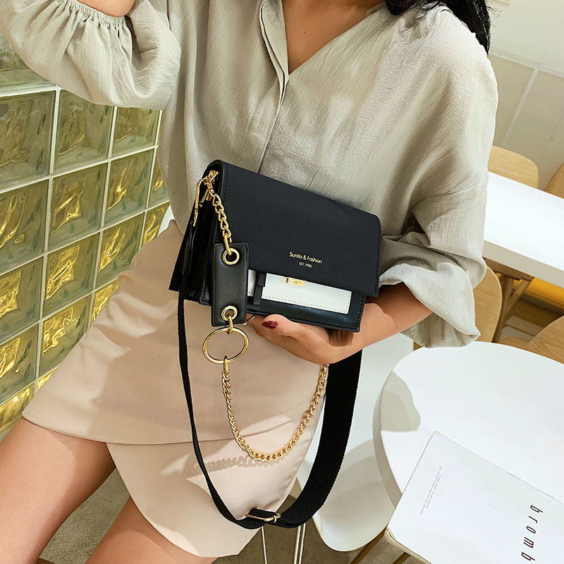Gommage cuir contraste couleur Crossbody sacs pour femmes 2019 chaîne Messenger sac à bandoulière dames sacs à main et sacs à main bandoulière Gommage cuir contraste couleur Crossbody sacs pour femmes 2019 chaîne Messenger sac à bandoulière dames sacs à main et sacs à main bandoulière