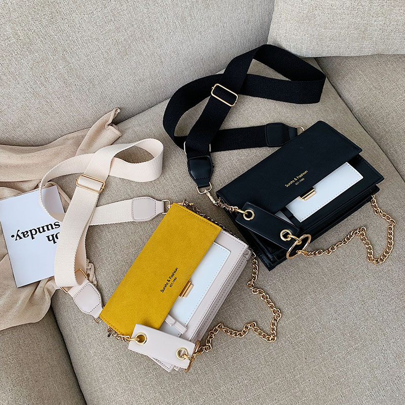 Gommage cuir contraste couleur Crossbody sacs pour femmes 2019 chaîne Messenger sac à bandoulière dames sacs à main et sacs à main bandoulière Gommage cuir contraste couleur Crossbody sacs pour femmes 2019 chaîne Messenger sac à bandoulière dames sacs à main et sacs à main bandoulière
