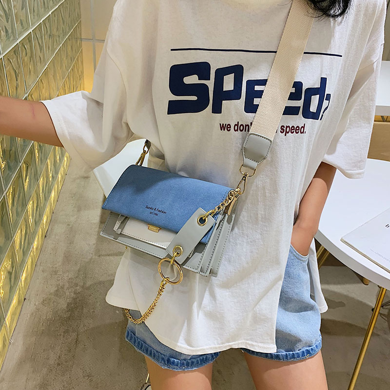 Gommage cuir contraste couleur Crossbody sacs pour femmes 2019 chaîne Messenger sac à bandoulière dames sacs à main et sacs à main bandoulière Gommage cuir contraste couleur Crossbody sacs pour femmes 2019 chaîne Messenger sac à bandoulière dames sacs à main et sacs à main bandoulière
