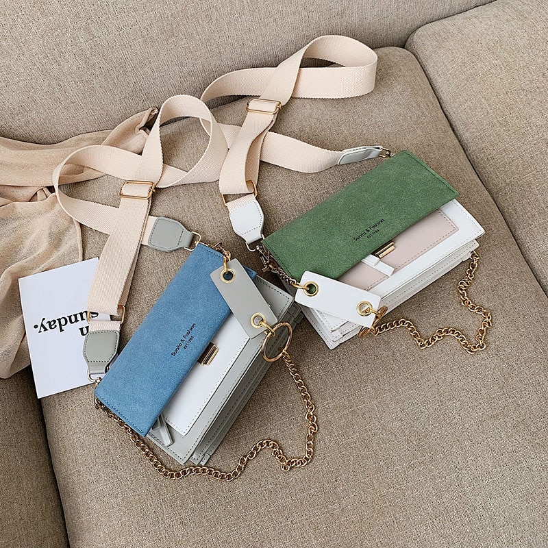 Gommage cuir contraste couleur Crossbody sacs pour femmes 2019 chaîne Messenger sac à bandoulière dames sacs à main et sacs à main bandoulière Gommage cuir contraste couleur Crossbody sacs pour femmes 2019 chaîne Messenger sac à bandoulière dames sacs à main et sacs à main bandoulière