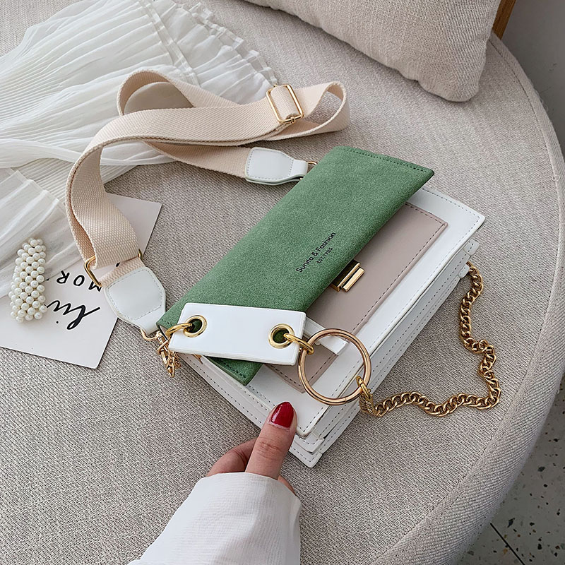 Gommage cuir contraste couleur Crossbody sacs pour femmes 2019 chaîne Messenger sac à bandoulière dames sacs à main et sacs à main bandoulière Gommage cuir contraste couleur Crossbody sacs pour femmes 2019 chaîne Messenger sac à bandoulière dames sacs à main et sacs à main bandoulière