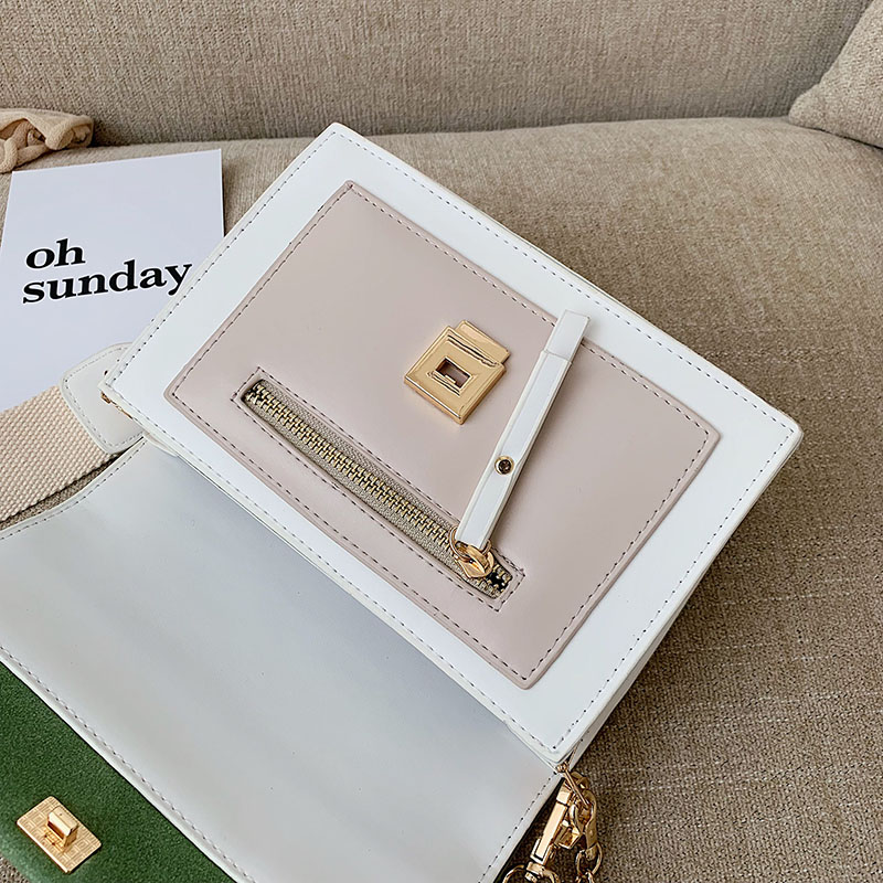 Gommage cuir contraste couleur Crossbody sacs pour femmes 2019 chaîne Messenger sac à bandoulière dames sacs à main et sacs à main bandoulière Gommage cuir contraste couleur Crossbody sacs pour femmes 2019 chaîne Messenger sac à bandoulière dames sacs à main et sacs à main bandoulière