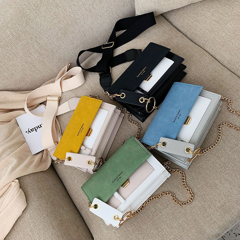 Gommage cuir contraste couleur Crossbody sacs pour femmes 2019 chaîne Messenger sac à bandoulière dames sacs à main et sacs à main bandoulière Gommage cuir contraste couleur Crossbody sacs pour femmes 2019 chaîne Messenger sac à bandoulière dames sacs à main et sacs à main bandoulière