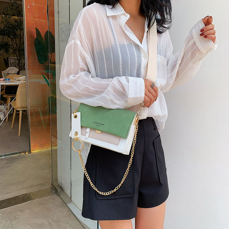 Gommage cuir contraste couleur Crossbody sacs pour femmes 2019 chaîne Messenger sac à bandoulière dames sacs à main et sacs à main bandoulière Gommage cuir contraste couleur Crossbody sacs pour femmes 2019 chaîne Messenger sac à bandoulière dames sacs à main et sacs à main bandoulière
