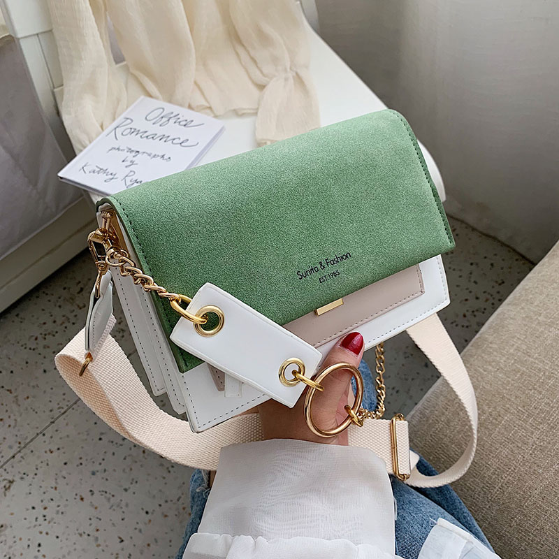 Gommage cuir contraste couleur Crossbody sacs pour femmes 2019 chaîne Messenger sac à bandoulière dames sacs à main et sacs à main bandoulière Gommage cuir contraste couleur Crossbody sacs pour femmes 2019 chaîne Messenger sac à bandoulière dames sacs à main et sacs à main bandoulière