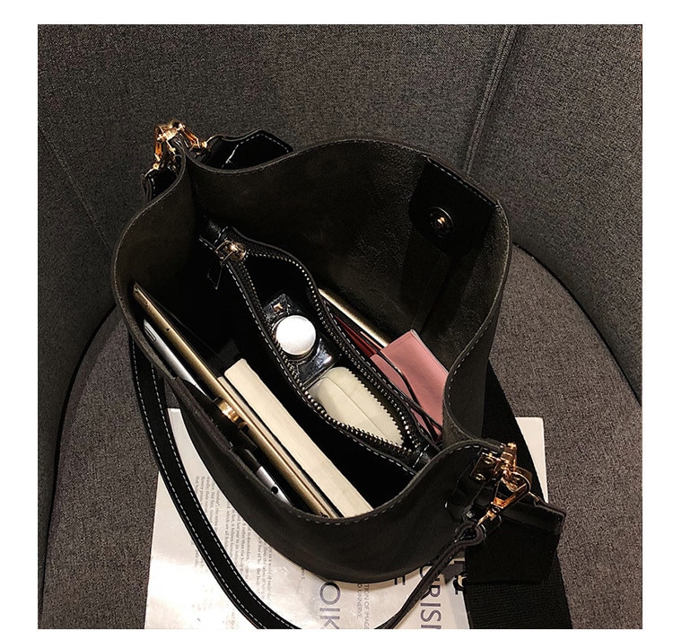 Sac de messager femmes seau sac à bandoulière grande capacité vintage mat en cuir PU dame sac à main de luxe concepteur bolsos mujer noir Sac de messager femmes seau sac à bandoulière grande capacité vintage mat en cuir PU dame sac à main de luxe concepteur bolsos mujer noir