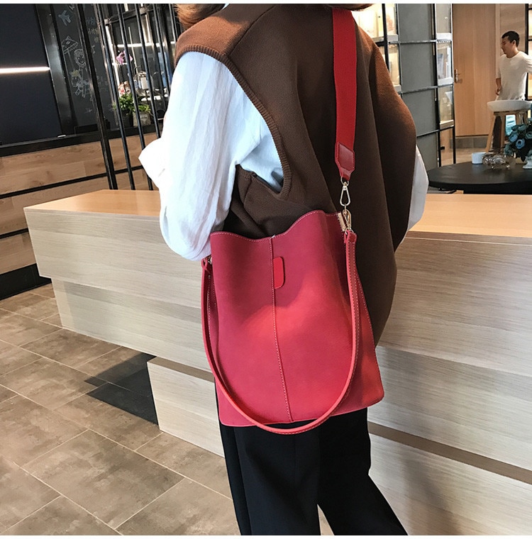 Sac de messager femmes seau sac à bandoulière grande capacité vintage mat en cuir PU dame sac à main de luxe concepteur bolsos mujer noir Sac de messager femmes seau sac à bandoulière grande capacité vintage mat en cuir PU dame sac à main de luxe concepteur bolsos mujer noir