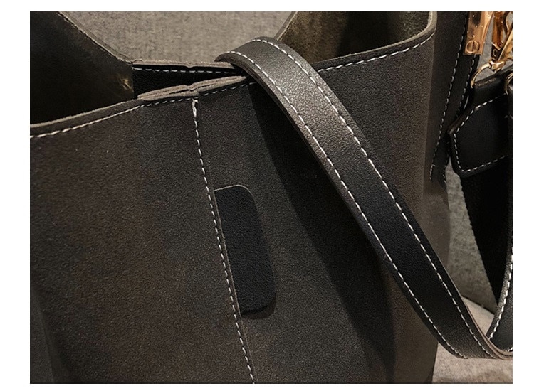 Sac de messager femmes seau sac à bandoulière grande capacité vintage mat en cuir PU dame sac à main de luxe concepteur bolsos mujer noir Sac de messager femmes seau sac à bandoulière grande capacité vintage mat en cuir PU dame sac à main de luxe concepteur bolsos mujer noir
