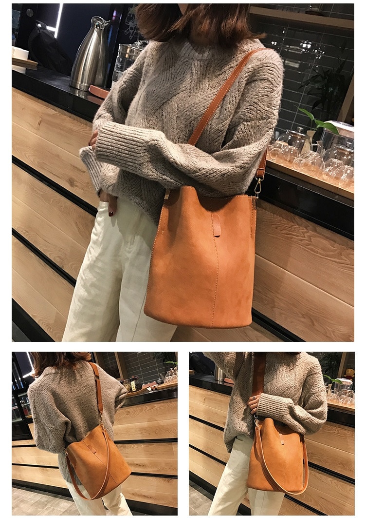 Sac de messager femmes seau sac à bandoulière grande capacité vintage mat en cuir PU dame sac à main de luxe concepteur bolsos mujer noir Sac de messager femmes seau sac à bandoulière grande capacité vintage mat en cuir PU dame sac à main de luxe concepteur bolsos mujer noir