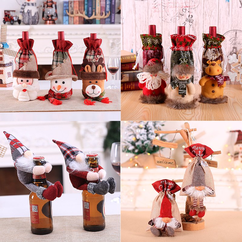 Noël bouteille de vin couverture joyeux noël décor pour la maison 2020 Natal Noel noël Table décor noël cadeau bonne année 2021 Noël bouteille de vin couverture joyeux noël décor pour la maison 2020 Natal Noel noël Table décor noël cadeau bonne année 2021