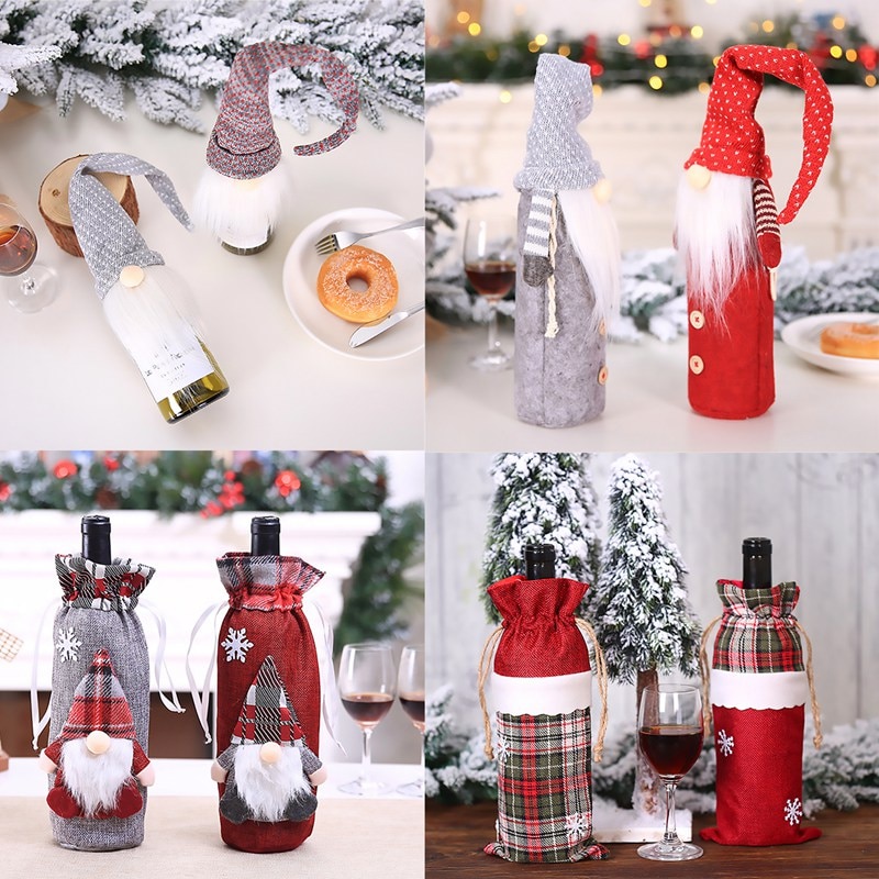 Noël bouteille de vin couverture joyeux noël décor pour la maison 2020 Natal Noel noël Table décor noël cadeau bonne année 2021 Noël bouteille de vin couverture joyeux noël décor pour la maison 2020 Natal Noel noël Table décor noël cadeau bonne année 2021