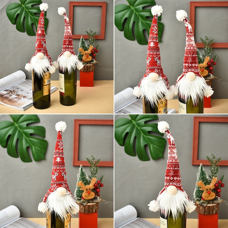 Noël bouteille de vin couverture joyeux noël décor pour la maison 2020 Natal Noel noël Table décor noël cadeau bonne année 2021 Noël bouteille de vin couverture joyeux noël décor pour la maison 2020 Natal Noel noël Table décor noël cadeau bonne année 2021