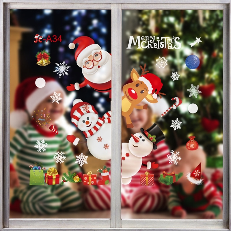 FRIGG noël Stickers muraux fenêtre verre autocollants 2020 décor de noël pour la maison joyeux noël ornement Noel Navidad Natal FRIGG noël Stickers muraux fenêtre verre autocollants 2020 décor de noël pour la maison joyeux noël ornement Noel Navidad Natal