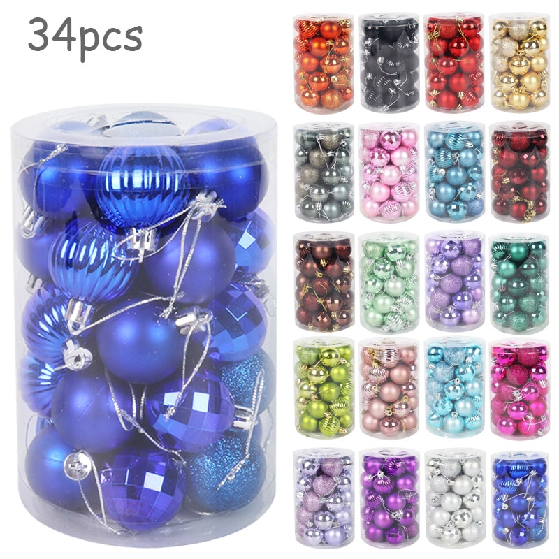 34 pièces ornement de noël pour noël décor à la maison boules en plastique léger natal déco une boule de baril 4cm 2021 pendentif suspendu nouvel an 34 pièces ornement de noël pour noël décor à la maison boules en plastique léger natal déco une boule de baril 4cm 2021 pendentif suspendu nouvel an