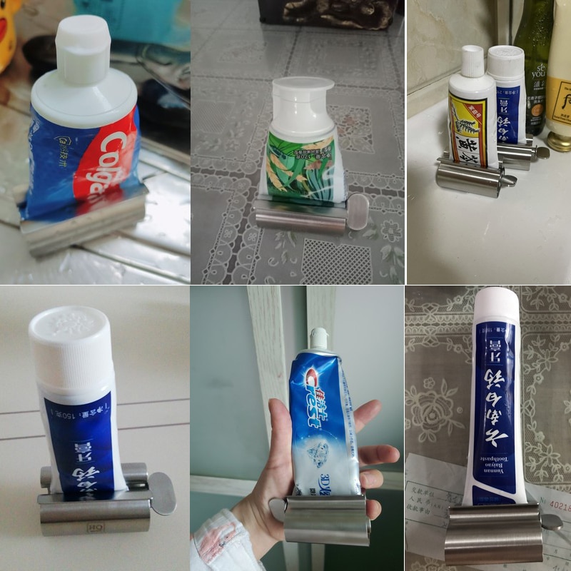 Distributeur de dentifrice en acier inoxydable, ensemble d'accessoires de salle de bains, porte-brosse à dents