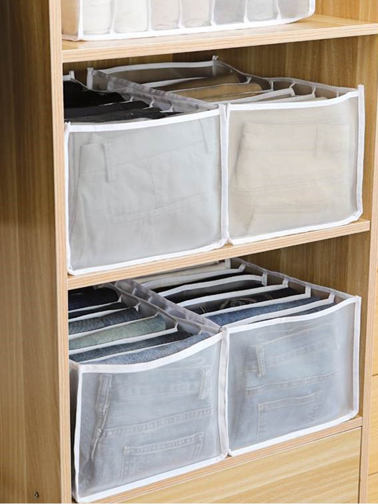 Boîte de rangement à compartiments pour Jeans, boîte de séparation pour placard à vêtements, pantalons empilables, diviseur de tiroir, peut être lavé, organisateur de maison