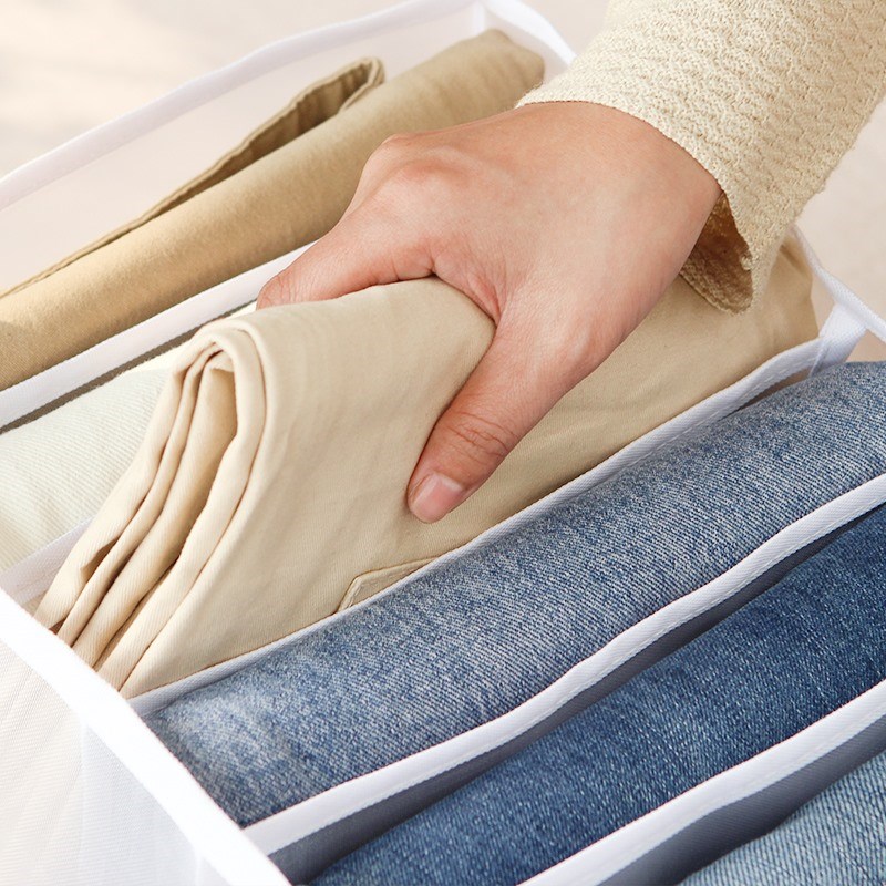 Boîte de rangement à compartiments pour Jeans, boîte de séparation pour placard à vêtements, pantalons empilables, diviseur de tiroir, peut être lavé, organisateur de maison
