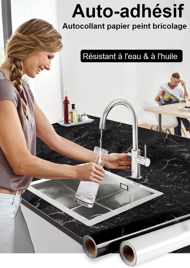 Autocollants de cuisine modernes, imperméable à l'huile, classique, motif marbre, Stickers muraux, protection du bureau, une pièce, nouveau Autocollants de cuisine modernes, imperméable à l'huile, classique, motif marbre, Stickers muraux, protection du bureau, une pièce, nouveau