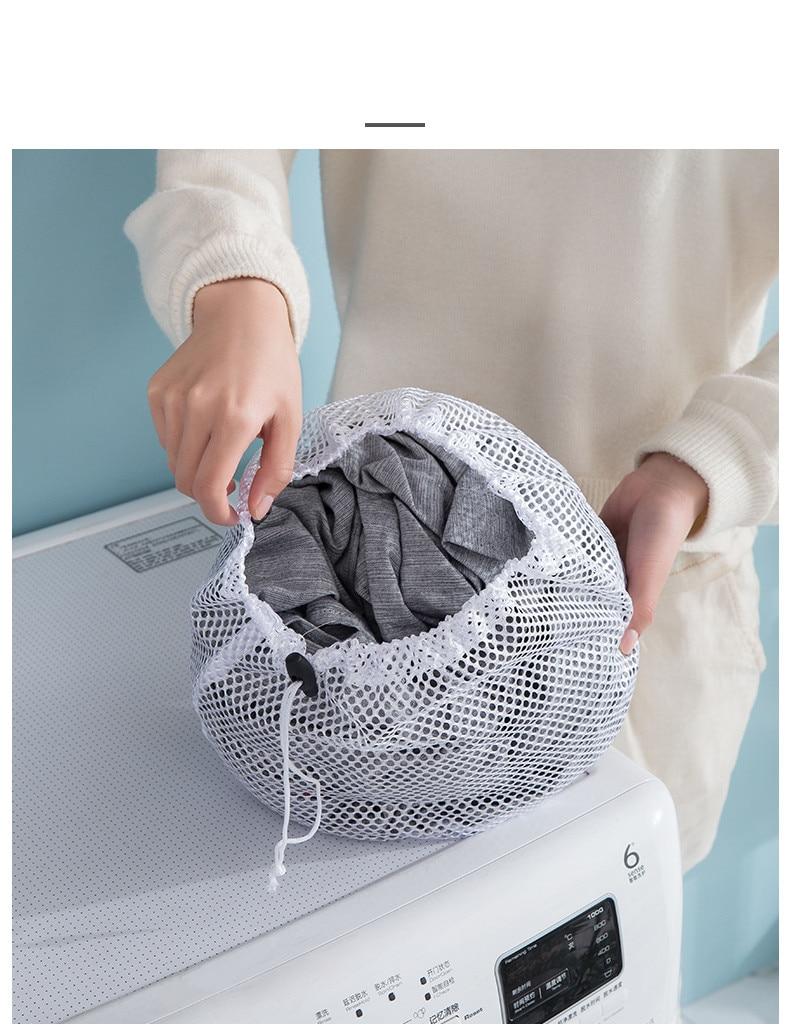 Sac à linge pour Machine à laver à cordon coulissant, sous-vêtements soutien-gorge chaussettes filet de lavage grande capacité pochette de rangement pour vêtements en maille sacs à linge sales