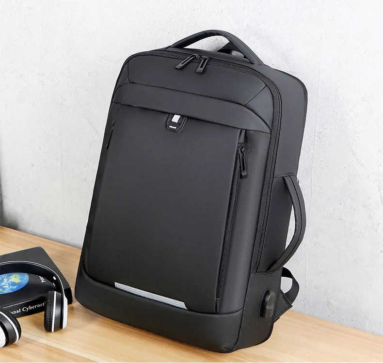 Sac à dos d'affaires étanche pour ordinateur portable pour homme, sac de livre scolaire, sacs à dos extensibles, chargement USB, multifonction, 17 pouces