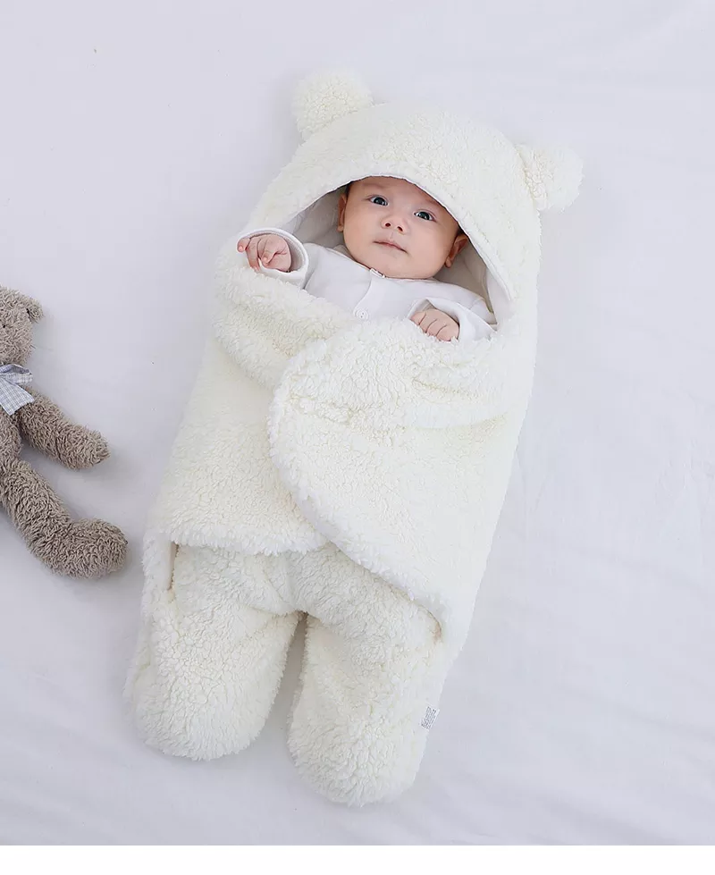Couverture enveloppante douce pour nouveau-né, sac de couchage épais pour bébé de 0 à 9 mois