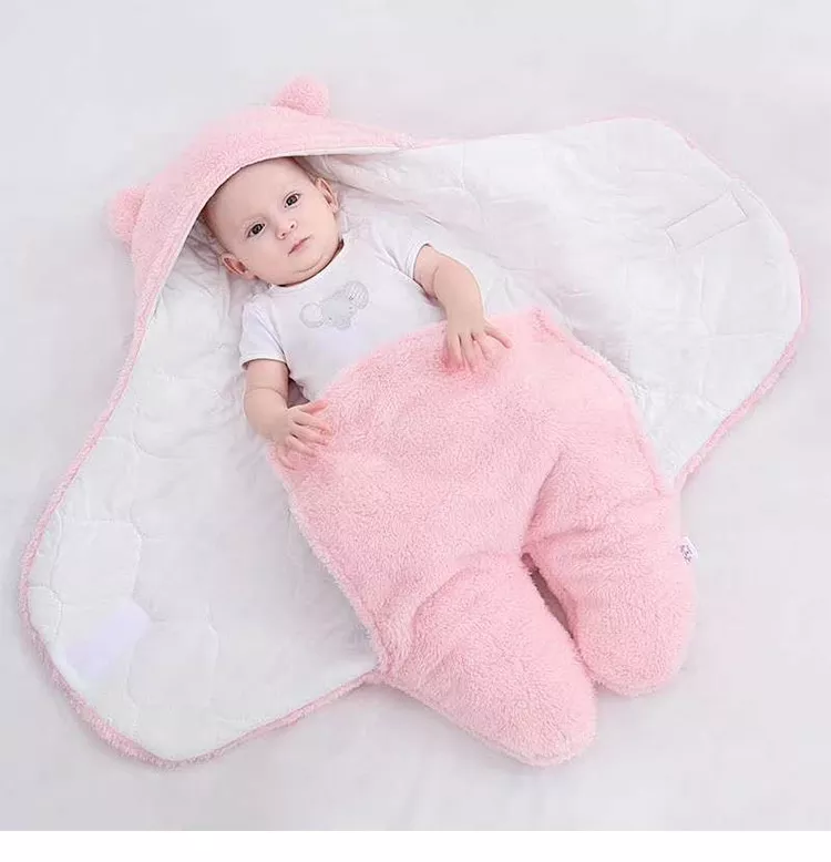 Couverture enveloppante douce pour nouveau-né, sac de couchage épais pour bébé de 0 à 9 mois