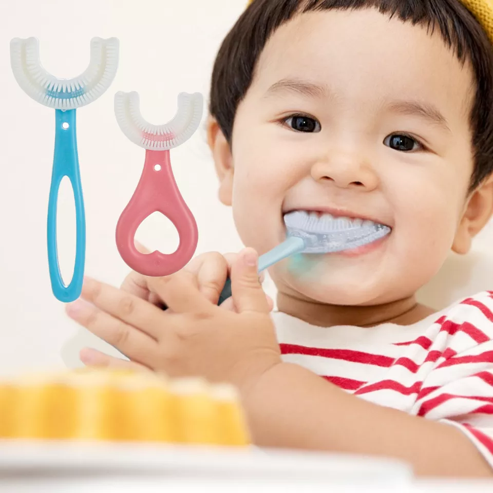 Brosse à dents en forme de U pour enfants, brosse à dents en silicone pour enfants, anneaux de dentition pour enfants, livres de soins bucco-dentaires pour enfants, résistant à 360