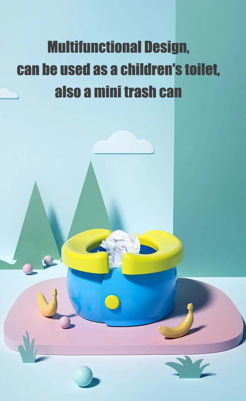 Pot portable pliable pour enfants, pot de voyage pour bébé, siège d'entraînement, extérieur et intérieur, facile à nettoyer, comprend 10 sacs à déchets