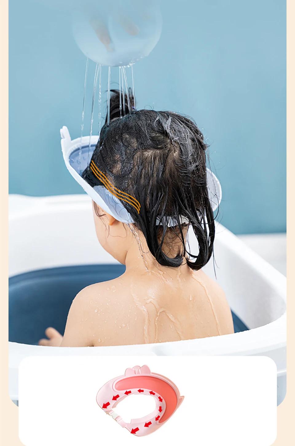 Chapeau de shampoing ajustable, Protection des oreilles des nouveau-nés, des bébés et des enfants, visière de bain, joli bouclier de poulpe