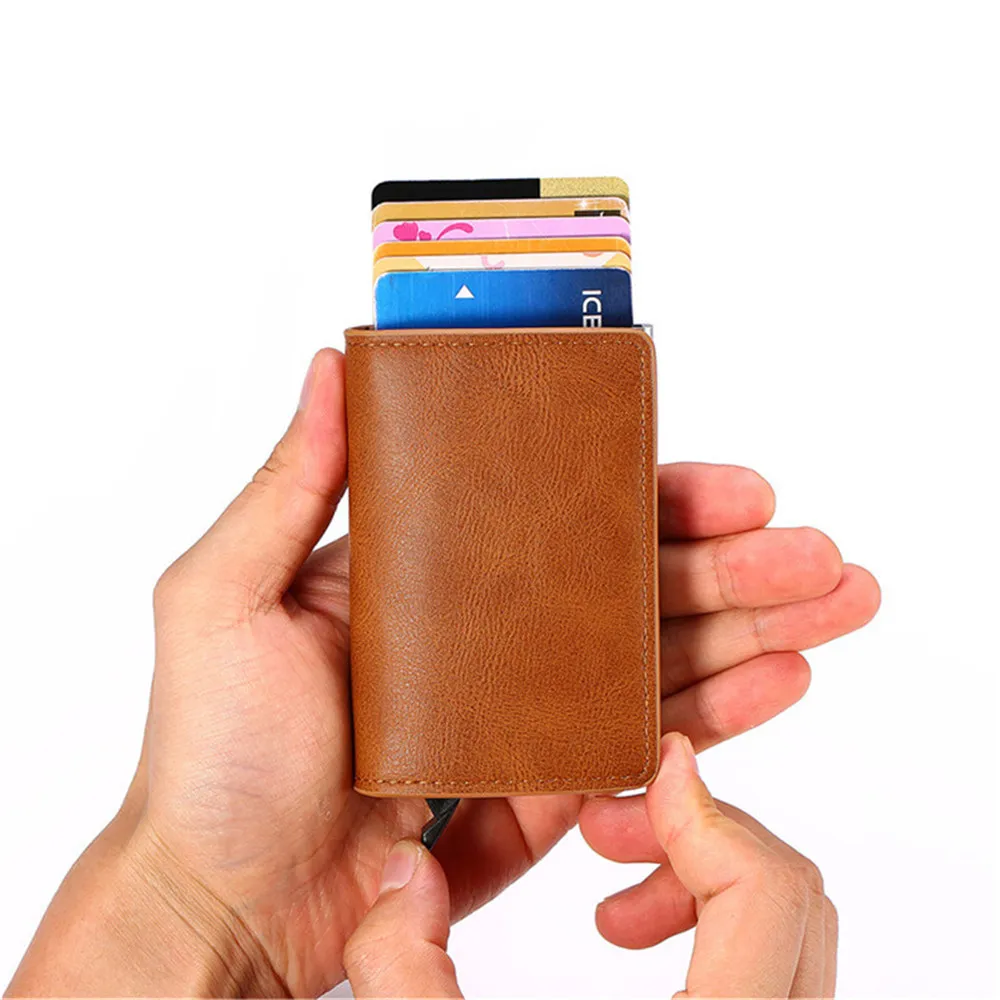 Porte-cartes de crédit personnalisé pour hommes, portefeuille intelligent, porte-cartes anti-thelf RFID, portefeuille en cuir de fibre de carbone, porte-monnaie à pinces, étui pour carte d'identité
